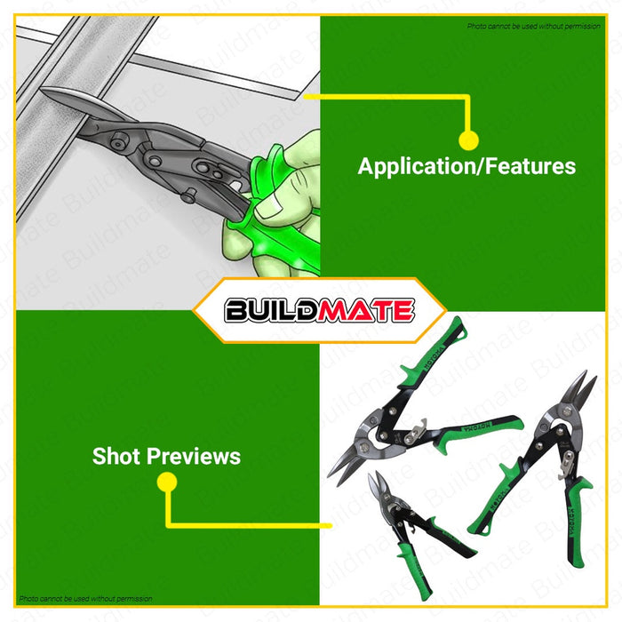 BUILDMATE Hoyoma Japan Aviation Snip 10" Inch Cr-V Straight, Left & Right Cut Snips Metal Sheet Scissor SOLD PER PIECE