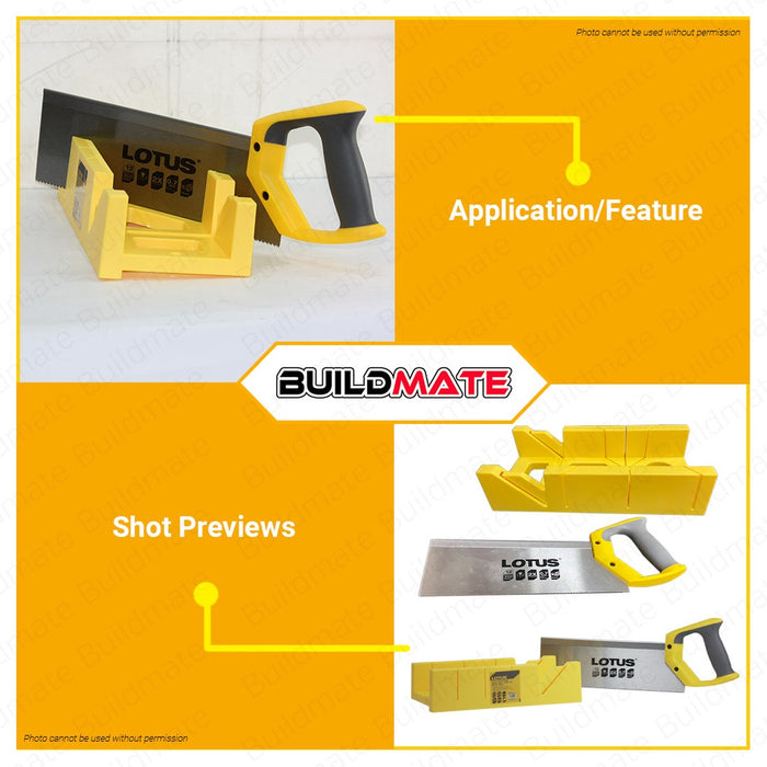 LOTUS Miter Box With 12" Backsaw Saw Set LTHT1200MBX •BUILDMATE•