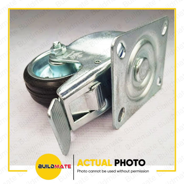 BUTTERFLY Heavy Duty Rubber Caster Wheel 5" Fixed / Swivel / Swivel Brake SOLD PER PIECE •BUILDMATE•
