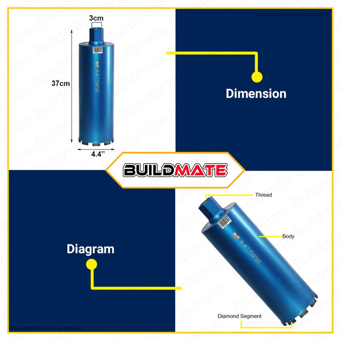 FUJIMA JAPAN Diamond Core Coring Bits 112mm x 370mm 4.4" FT-DCB112 AUTHENTIC •BUILDMATE•