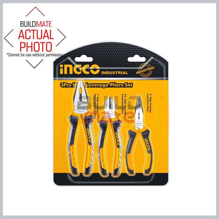 INGCO 3PCS Combination Plais Long Nose Diagonal Pliers Wire Cutter Set HKPS08318 •BUILDMATE• H-TSS