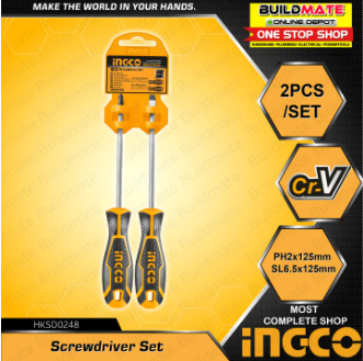INGCO Screwdriver 2PCS/SET HKSD0248 •BUILDMATE• IHT
