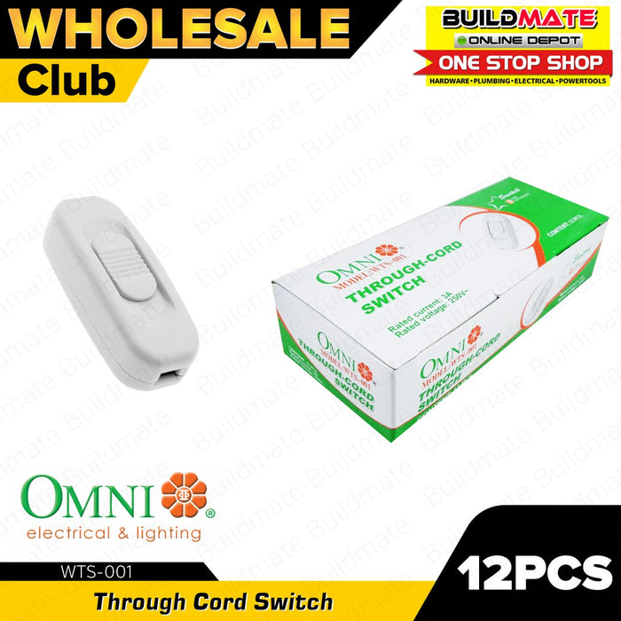 [WHOLESALE] (12PCS) OMNI Through Cord Switch 3A 250V WTS-001 •BUILDMATE•