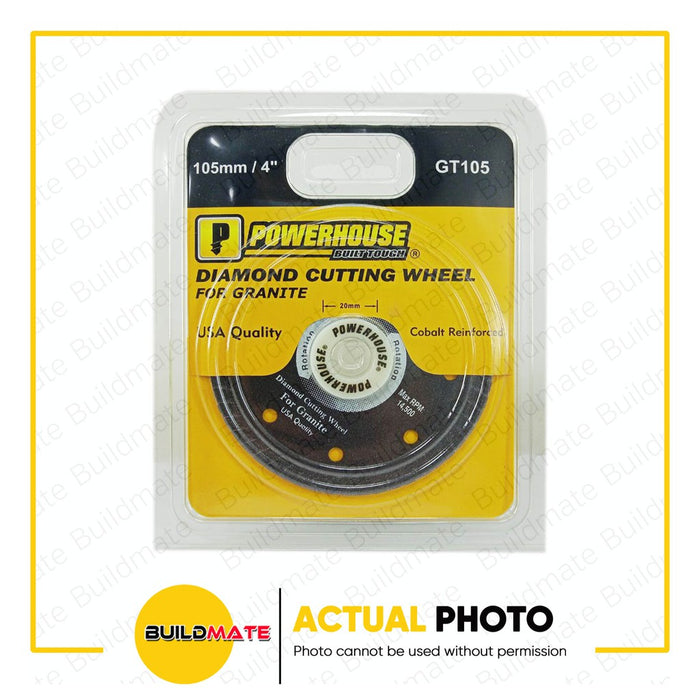 POWERHOUSE Diamond Cutting Wheel For Granite 4" Inches Super Thin Diamond Tile Blade, Porcelain Tile Cutting Wheel, Diamond Cut Off Wheels Wet or Dry Cutting for Smooth Cutting GT105 BUILDMATE PTAA