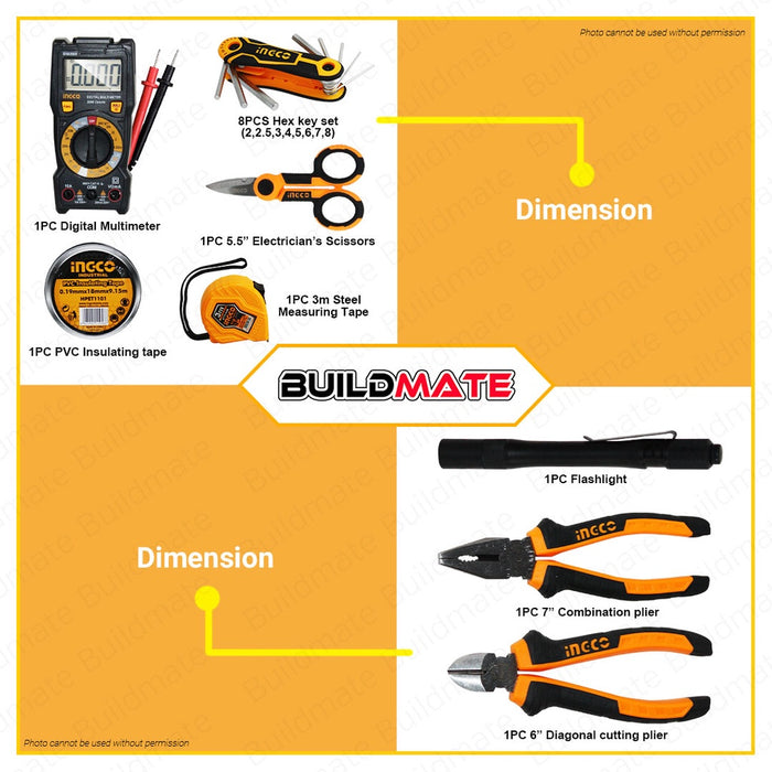 Ingco 26pcs Electricians Tools Set HKETS0261 100% ORIGINAL / AUTHENTIC •BUILDMATE• IHT