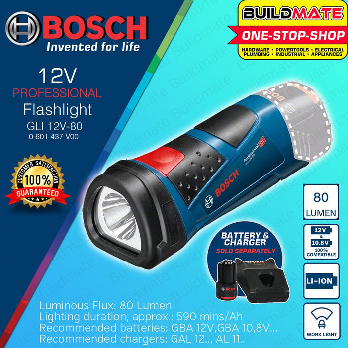 80 lumen 12v rechargeable flashlights BOSCH Professional Flashlight Bare Tool GLI 12V-80 BLC 0601437V00 100% — Buildmate