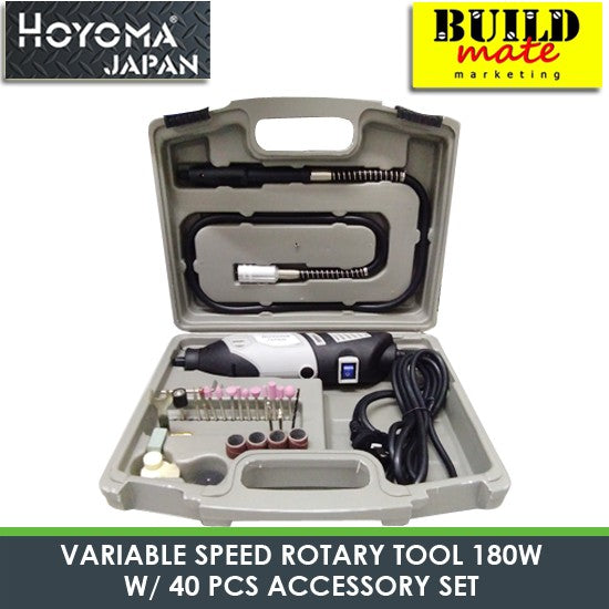 Hoyoma VARIABLE SPEED ROTARY TOOL 180WAND 40-PIECE ACCESSORY SET •BUILDMATE•
