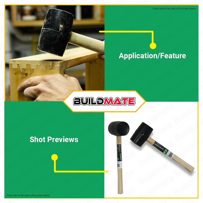 HOYOMA JAPAN Rubber Mallet Hammer with Wooden Handle 16OZ HT-RM16 •BUILDMATE•