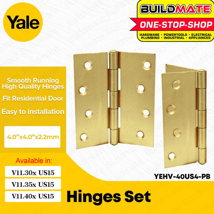 YALE Essential Brass Plain Bearing Loose Pin Door Hinges 3 x 3 | 3.5 x 3.5 | 4 x 4 Inches BUILDMATE