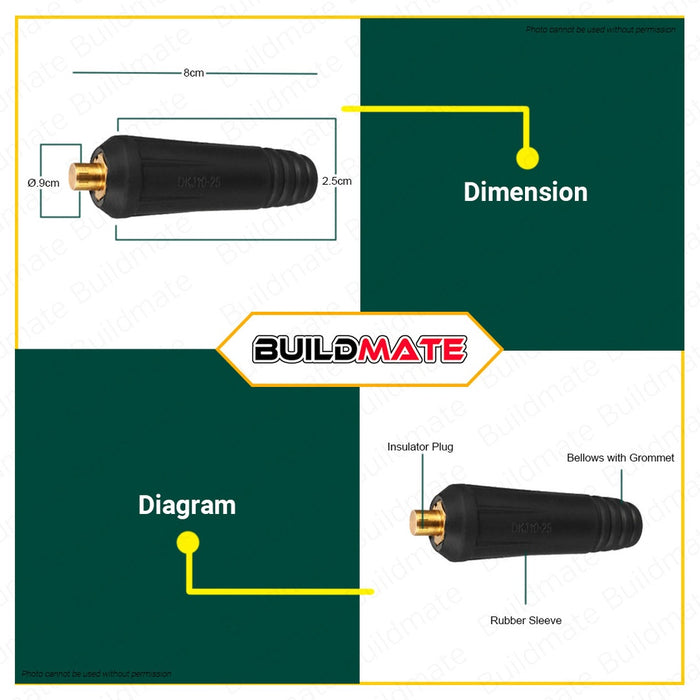 MAILTANK SH309 25mm2 Euro Welding Machine Connector Adaptor Male Black SP002 AUTHENTIC •BUILDMATE•