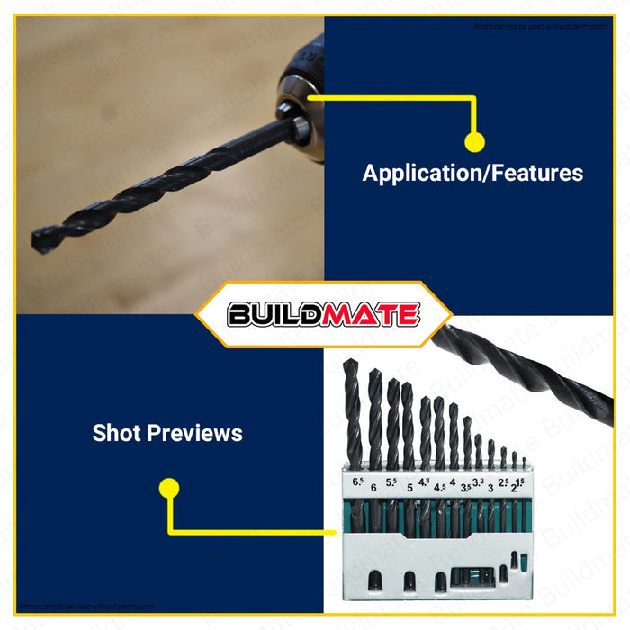 MAKITA Drill Bit Set 13 PCS/SET 1.5-6.5mm D-54075 •BUILDMATE•