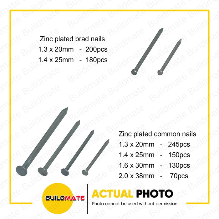 HOTECHE 1365 PCS Screws and Nails Zinc Plated Kit HTC-495001 •BUILDMATE•