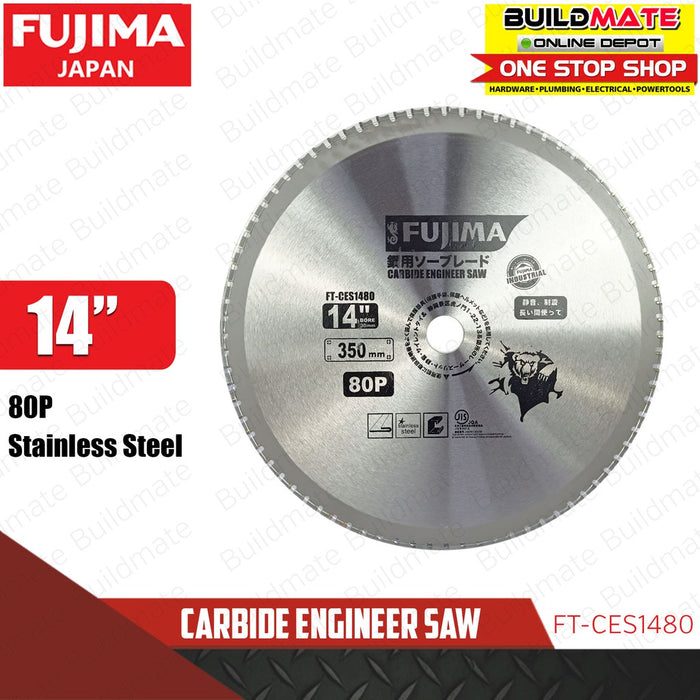 BUILDMATE Fujima Carbide Engineer Saw Blade 80T 14" Inch 350mm [SOLD PER PIECE] Circular Saw Carbide Tip For Wood Table Saw Blade Miter Saw Blades Cutting For Wood Blade Wood Cutting Circular Saw Blade Stainless Steel FT-CES350*80 | FT-CES355X80