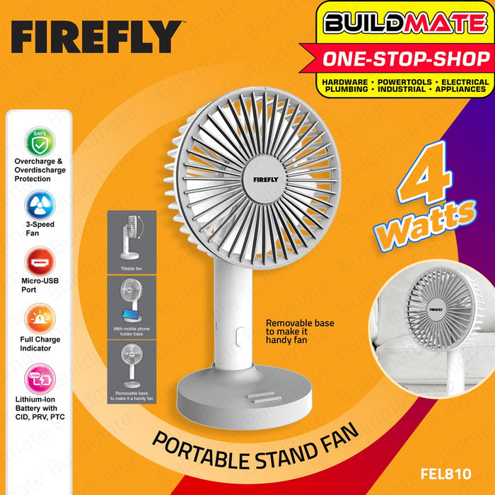 FIREFLY Portable Handy Stand Fan 4W with Mobile Phone Holder FEL810 •BUILDMATE•