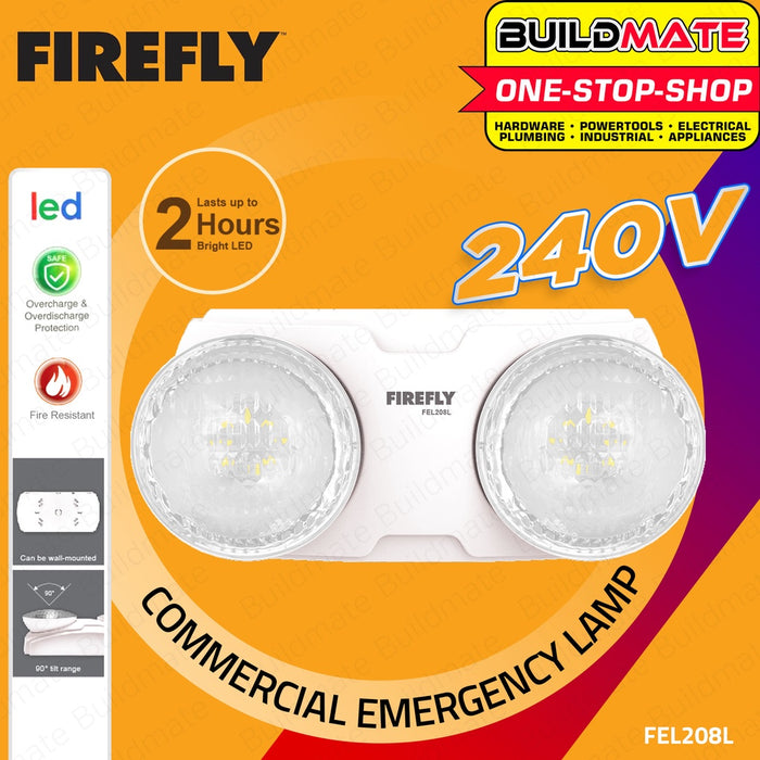 FIREFLY Dual Optics Rechargeable Commercial Safety LED Emergency Light FEL208L •BUILDMATE•
