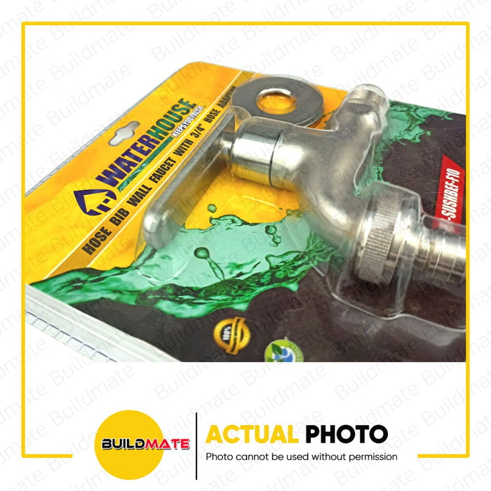 WATERHOUSE by POWERHOUSE Stainless Hose Bibb Wall Faucet 3/4" Hose Adaptor Design F10 •BUILDMATE•