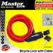 BUILDMATE Master Lock Bicycle Lock with Cable Black / Gray / Blue / Red 1.8mx8mm Anti-Theft Keyed Bike Security Cable Lock SOLD PER PIECE