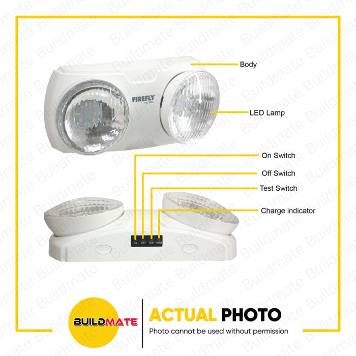 FIREFLY Dual Optics Rechargeable Commercial Safety LED Emergency Light FEL208L •BUILDMATE•