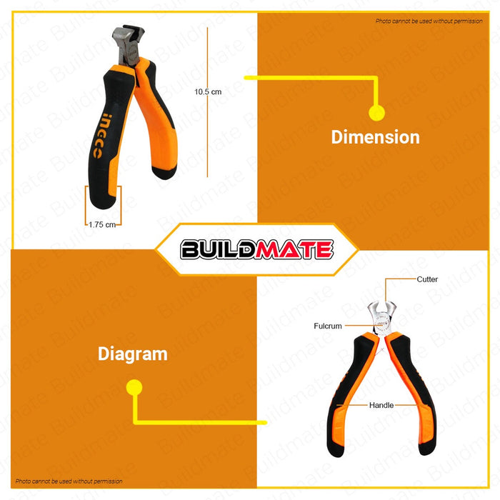 INGCO Mini Diagonal Cutting End Pliers 4.5” 115mm HMBCD08115 | HMDCP08115 •BUILDMATE• HT2