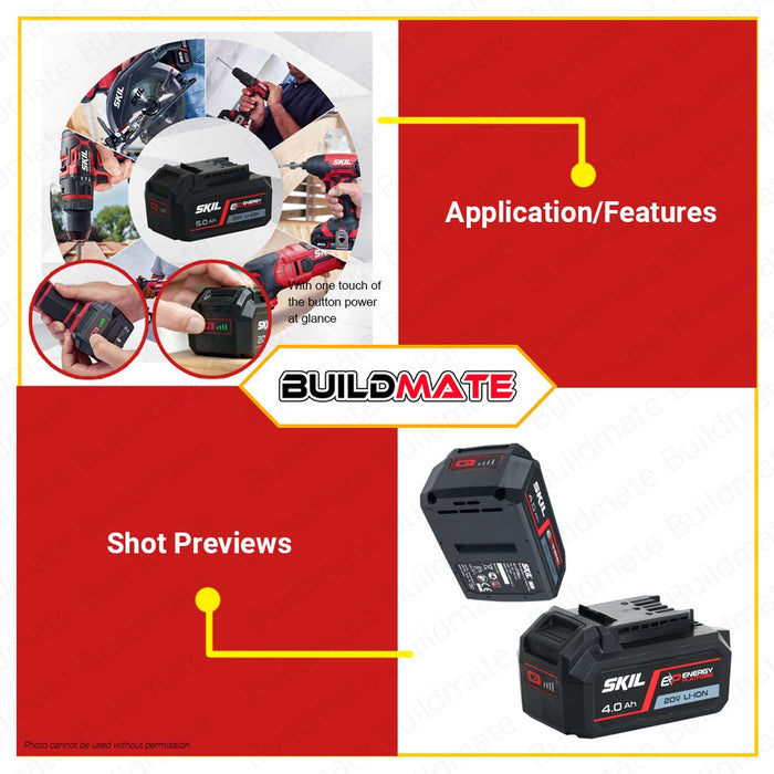SKIL Lithium Ion Battery Pack 20V 5.0AH Energy Platform BR1E3105AA •BUILDMATE•