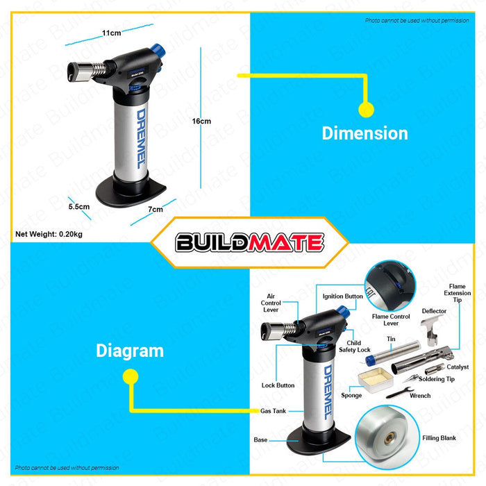 DREMEL by BOSCH ORIGINAL Versa Flame Butane Torch 2200 F0132200JA •BUILDMATE•