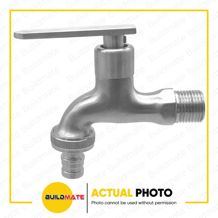 WATERHOUSE by POWERHOUSE Stainless Hose Bibb Wall Faucet 3/4" Hose Adaptor Design F10 •BUILDMATE•