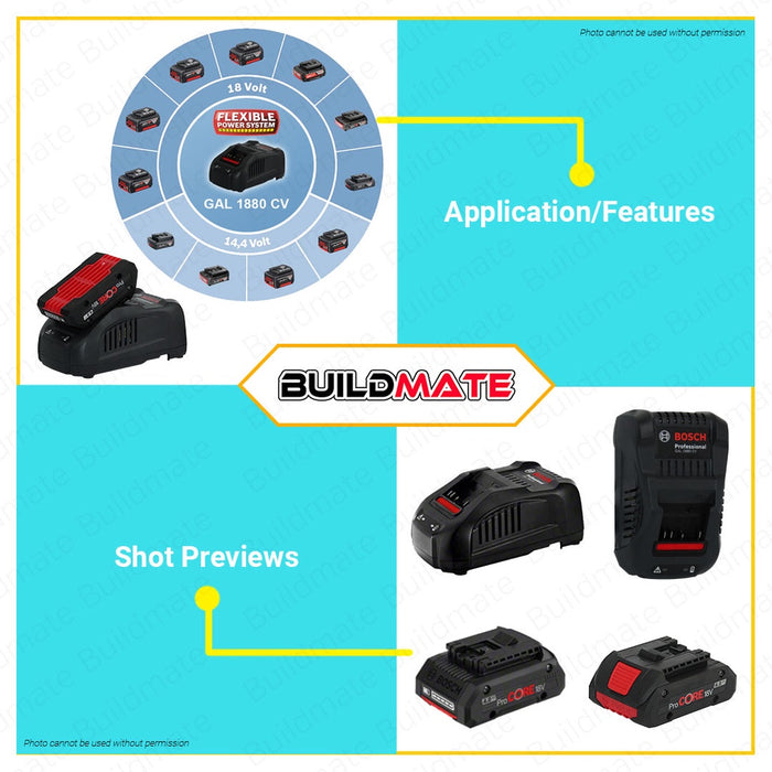 BOSCH Professional Procore Battery & Charger Starter Set 18V 2x4.0AH GAL 1880CV.C Uni 1600A016GF BLC