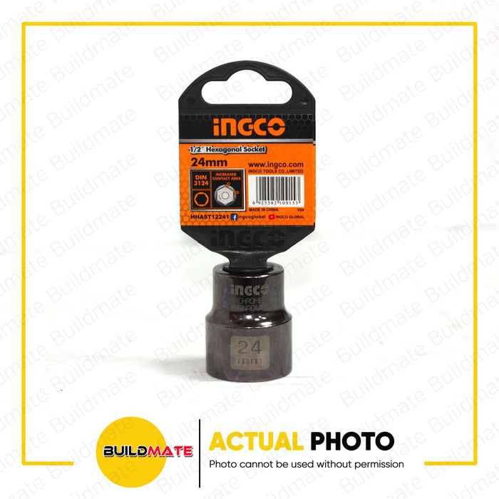INGCO 1/2 Hexagonal Socket CR-V 24mm, 25mm, 27mm, 28mm, 29mm, 30mm, 32mm SOLD PER PIECE IHT