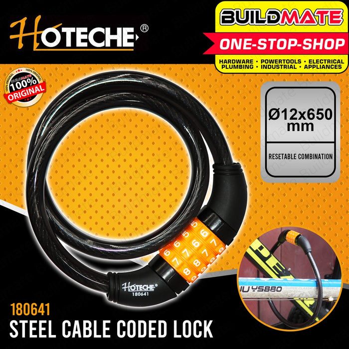 HOTECHE Steel Cable Coded Lock Anti-Theft Bicycle Bike Security Coded Lock HTC-180641 | •BUILDMATE•
