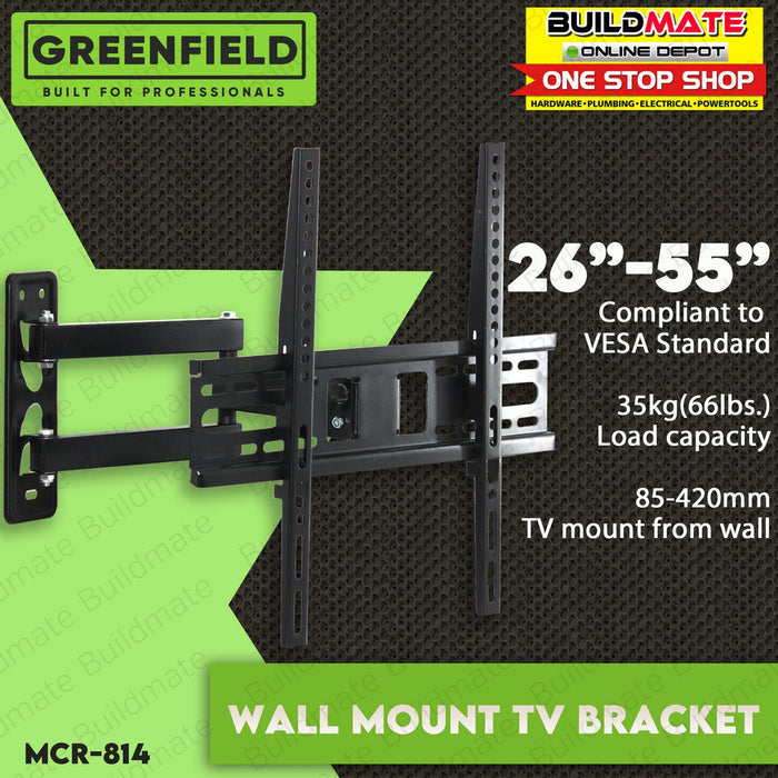GREENFIELD 26"-55" Wall Mount TV Bracket Thick Metal Heavy Duty MCR-814 •BUILDMATE•