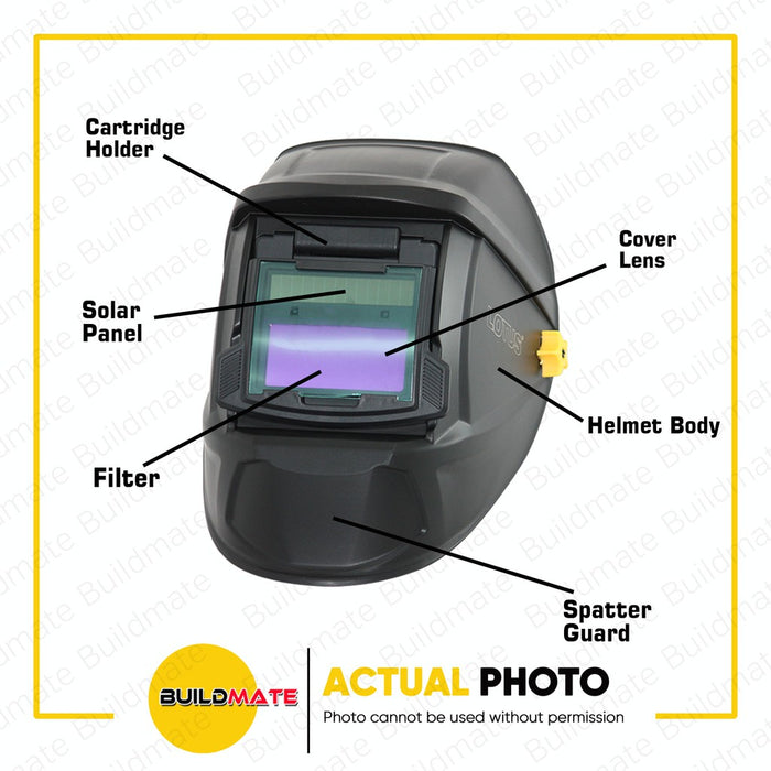 BUILDMATE Lotus Solar Powered Auto Darkening Welding Helmet Mask Iron Man Welder Eyes and Face Safety Protection LTWH300