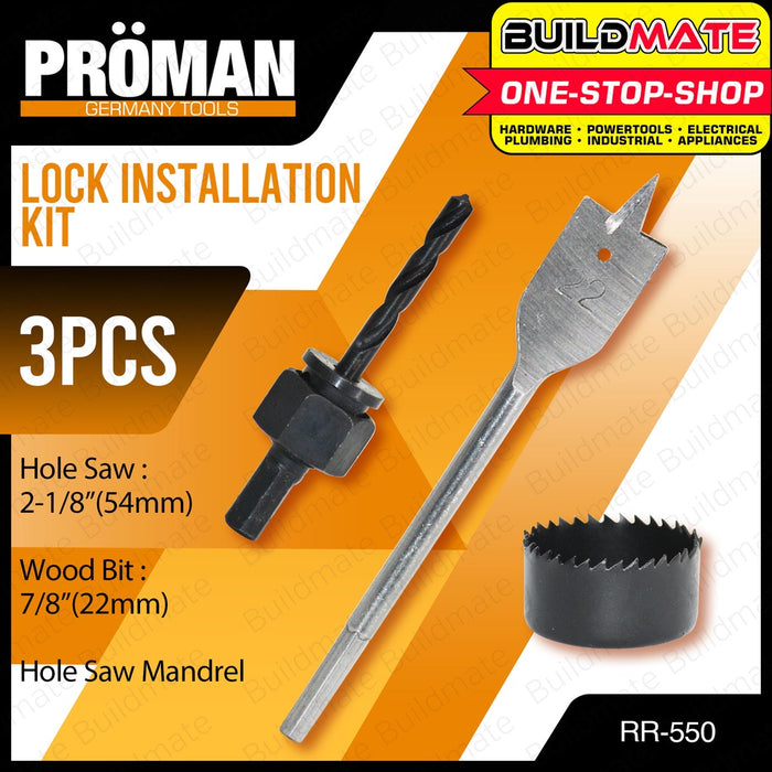 HOYOMA JAPAN / PROMAN 3PCS Lock Installation Kit SET Hole Saw HOLE SAW H-ZK03 / RR-550 - BUILDMATE