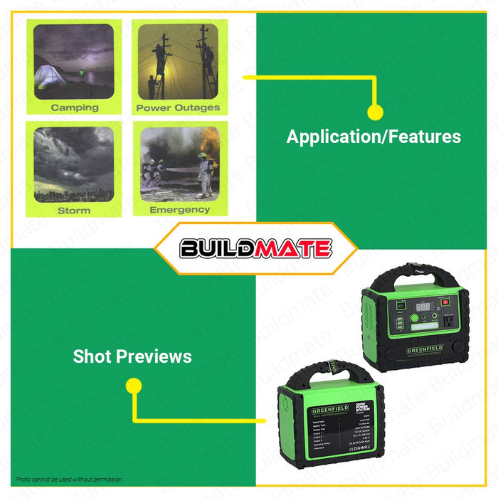 GREENFIELD Portable Power Station Inverter Supply Bank Generator 200W GPS200W •BUILDMATE•