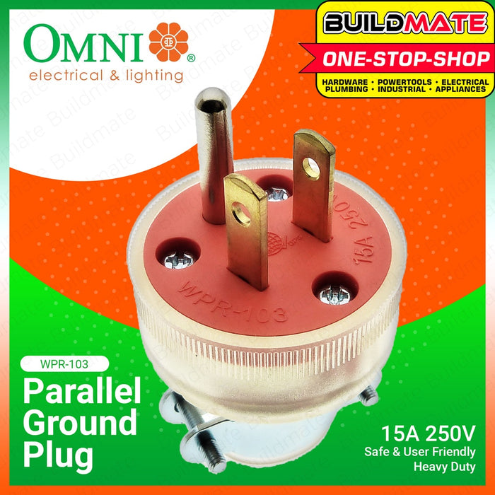 OMNI Electric Parallel Ground Plug 15A 250V WPR-103 •BUILDMATE• — Buildmate