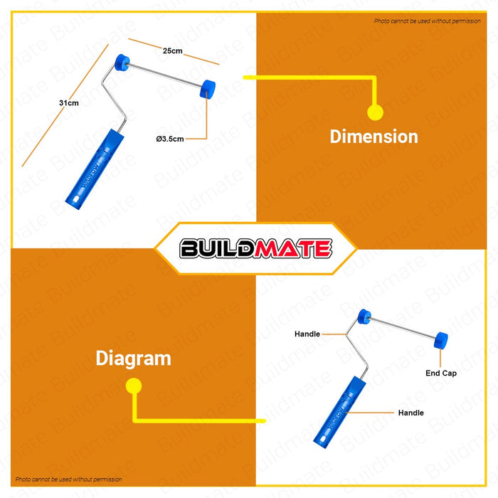 WADFOW 9" Inch Paint Cylinder Brush Bracket Paint Roller Holder Frame WCB2919 •BUILDMATE• WHT