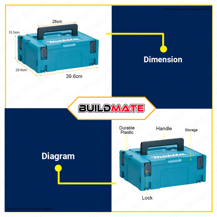 MAKITA MAKPAC Connector Case Type 2 Tool Box Organizer Toolbox Storage Box Carrying Case Plastic Organizer Plastic Tool Box Storage Box Storage Tool 196648-5 | 100% ORIGINAL / AUTHENTIC •BUILDMATE•