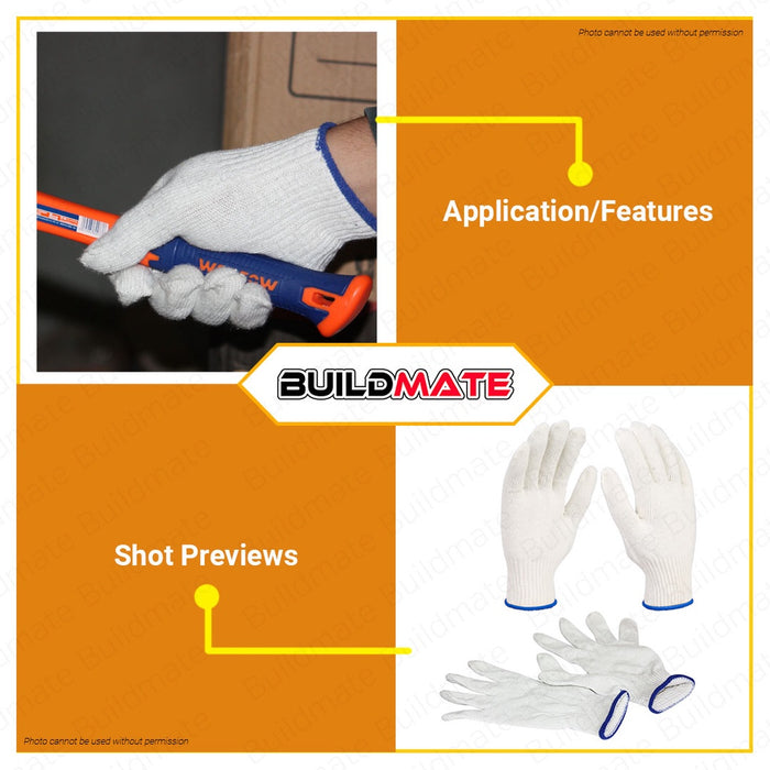 WADFOW Knitted Gloves 10XL Cotton Class Safety Work Knitted Cotton Gloves WKG2801 •BUILDMATE• WHT