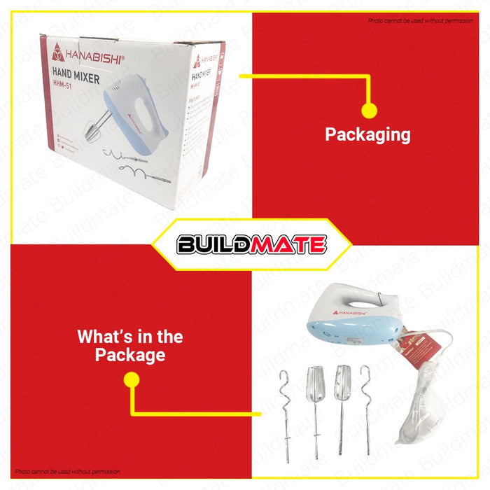 HANABISHI Handmixer Hand Mixer 150W HHM-51 •BUILDMATE•