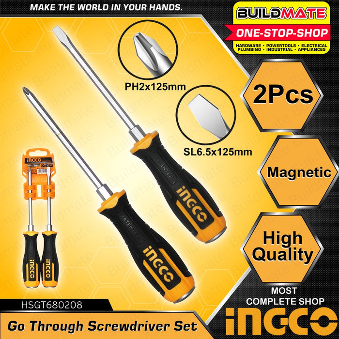 INGCO Slotted 6" Go-Through Screwdriver HGTS286150 | HSGT680208 •BUILDMATE• IHT