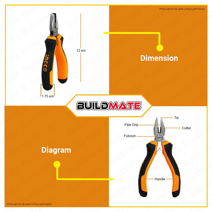 INGCO Mini End Combination Pliers 4.5" 115mm HMCP08115 •BUILDMATE• HT2