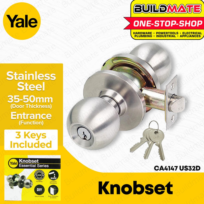Entry Function Lock Set YALE Essential Series Entrance Function Stainless Knobset Door Knob Lo ...