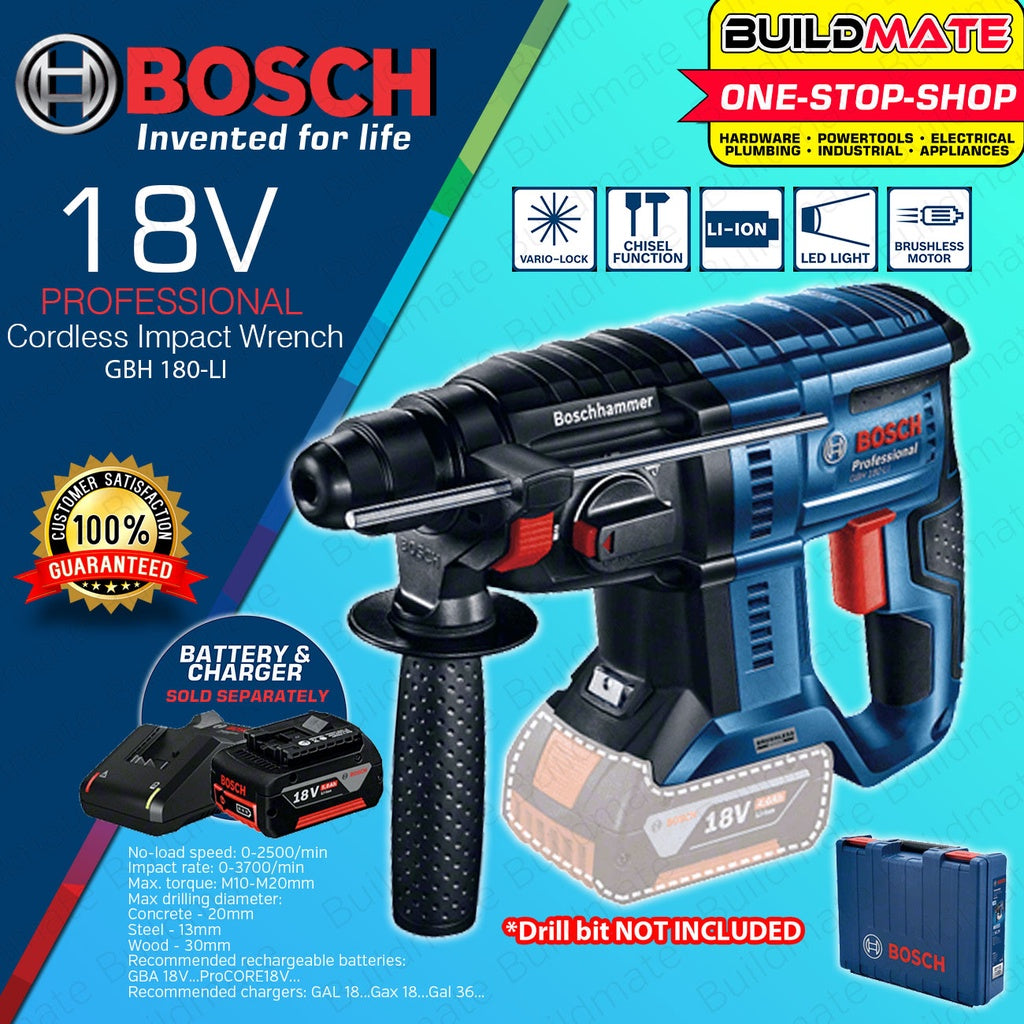 Bosch Lithium Ion Li-Ion Cordless Rotary Hammer Drill Solo w/ Case