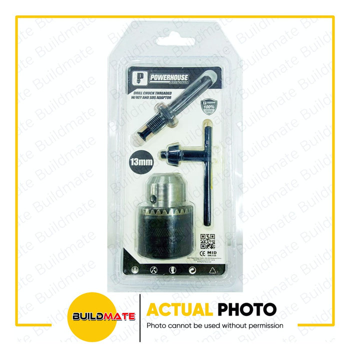 POWERHOUSE Drill Chuck Threaded with Key & SDS Adaptor 10mm | 13mm •BUILDMATE• PTAA