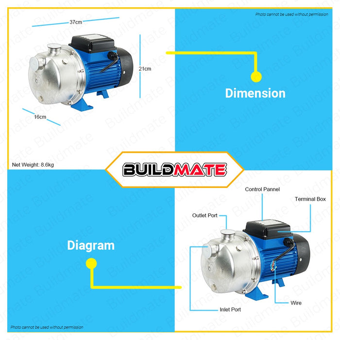 DAYUAN Italy Self Priming Water Booster Jet Pump Stainless Steel Body 0.75HP JET550SDM •BUILDMATE•