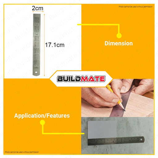 Hoteche Stainless Steel Ruler Rangefinder 6" inches HTC-282001 •BUILDMATE•