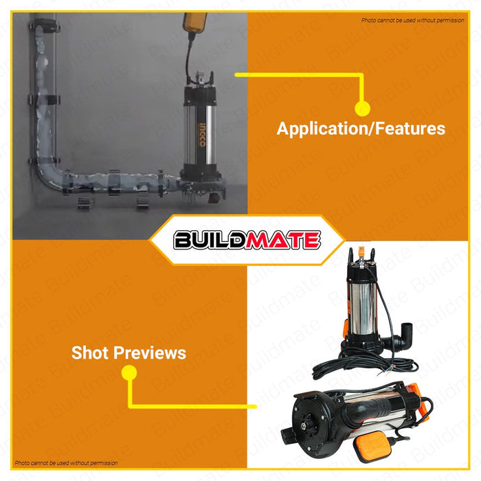 INGCO Submersible Pump 1500W (2.0HP) With FREE Control Box Transfer Pump SPDB15008-5 •BUILDMATE• IIT