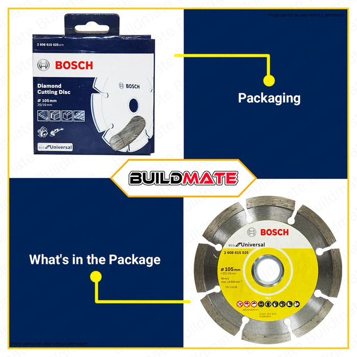 BUILDMATE Bosch 4" Inch Diamond Cutting Disc Blade Wheel Eco Universal for Concrete Tiles - BAX