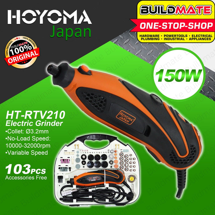 HOYOMA 210 PCS Variable 6 Speed Electric Mini Drill Rotary Die Grinder with Accessories HT-RTV210 •BUILDMATE• 