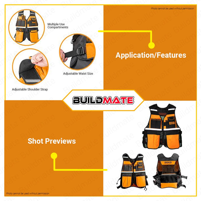 INGCO Safety Tool Vest 3kg 7 Pockets HTVT0901 •BUILDMATE• IHT