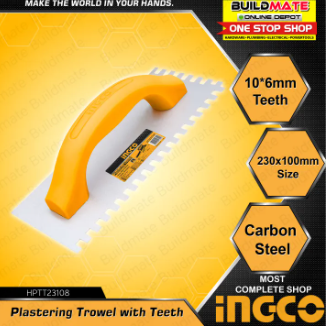 INGCO Plastering Trowel with Teeth 230x100mm HPTT23108 •BUILDMATE• IHT